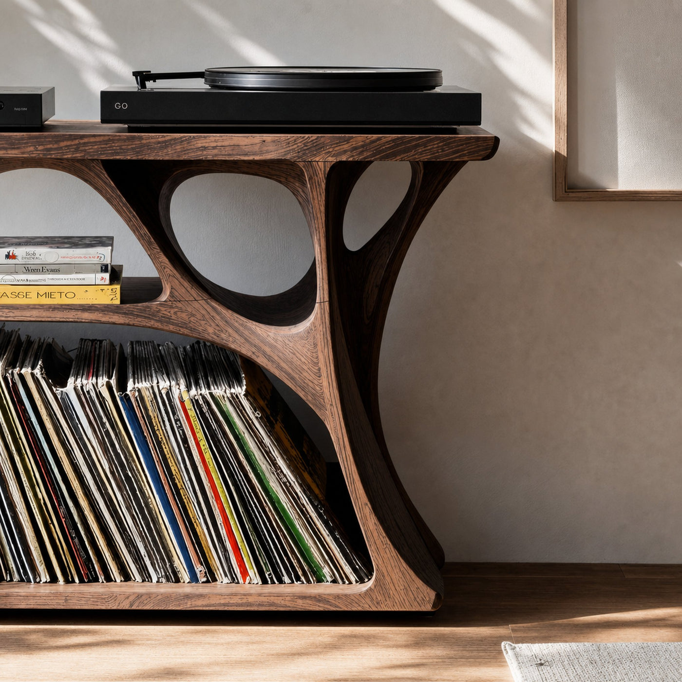 Mid Century Record Stand Living Room Decor Essential - product view 4