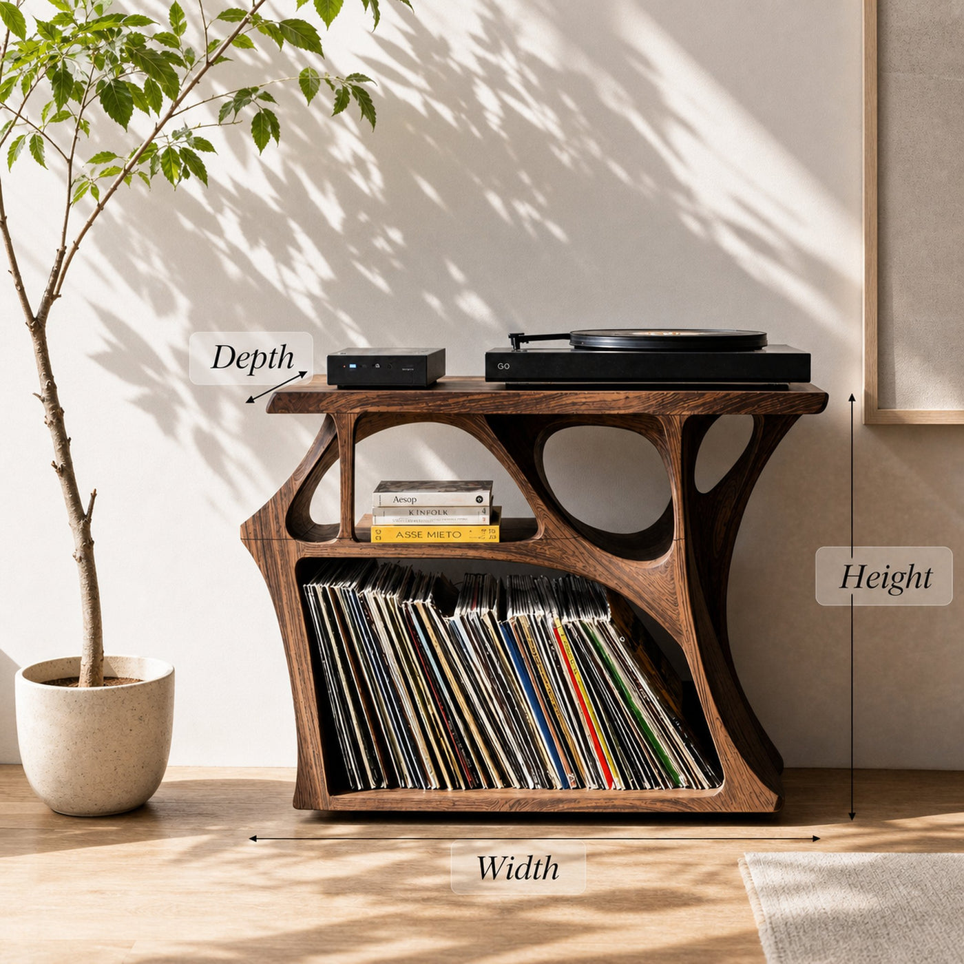 Mid Century Record Stand Living Room Decor Essential - product view 5