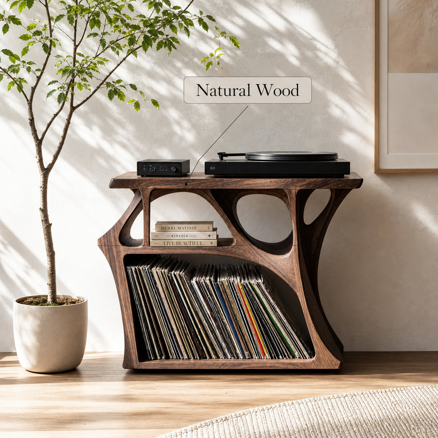 Mid Century Record Stand Living Room Decor Essential - product view 6