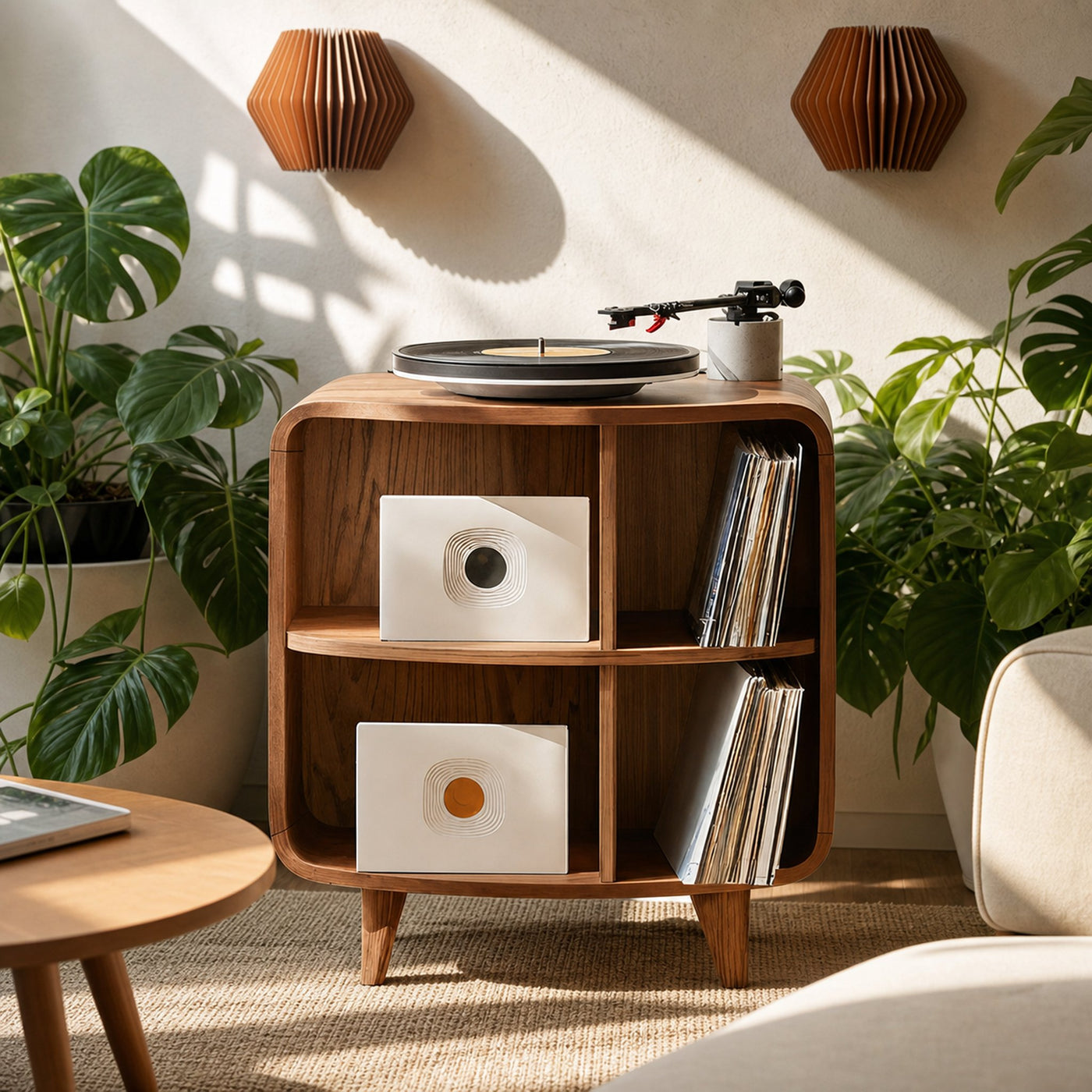 Mid Century Record Stand With Storage For Livingroom - product view 6