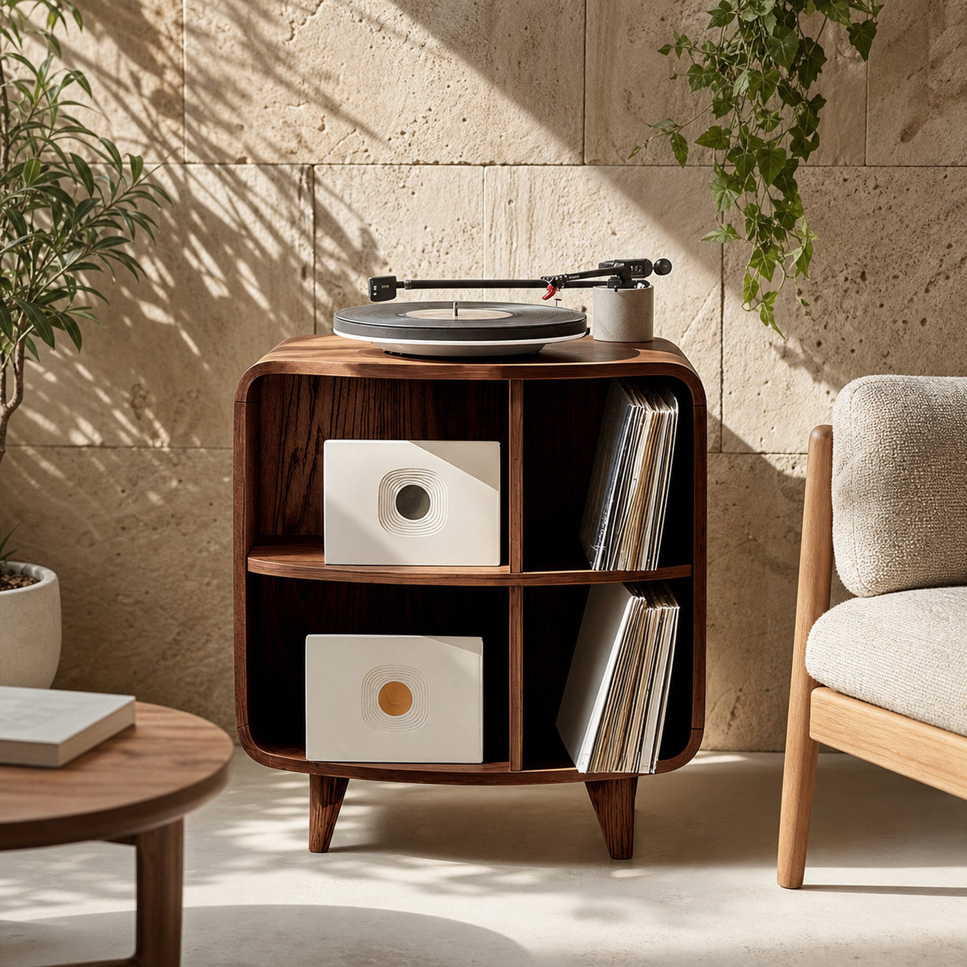 Mid Century Record Stand With Storage For Livingroom - product view 7