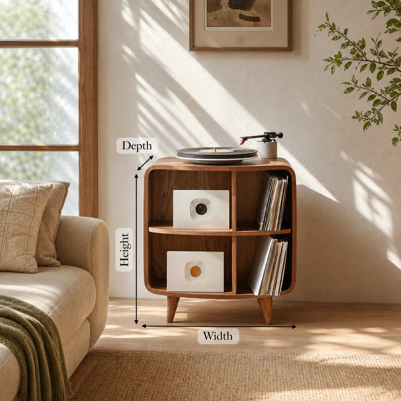 Mid Century Record Stand With Storage For Livingroom - product view 8