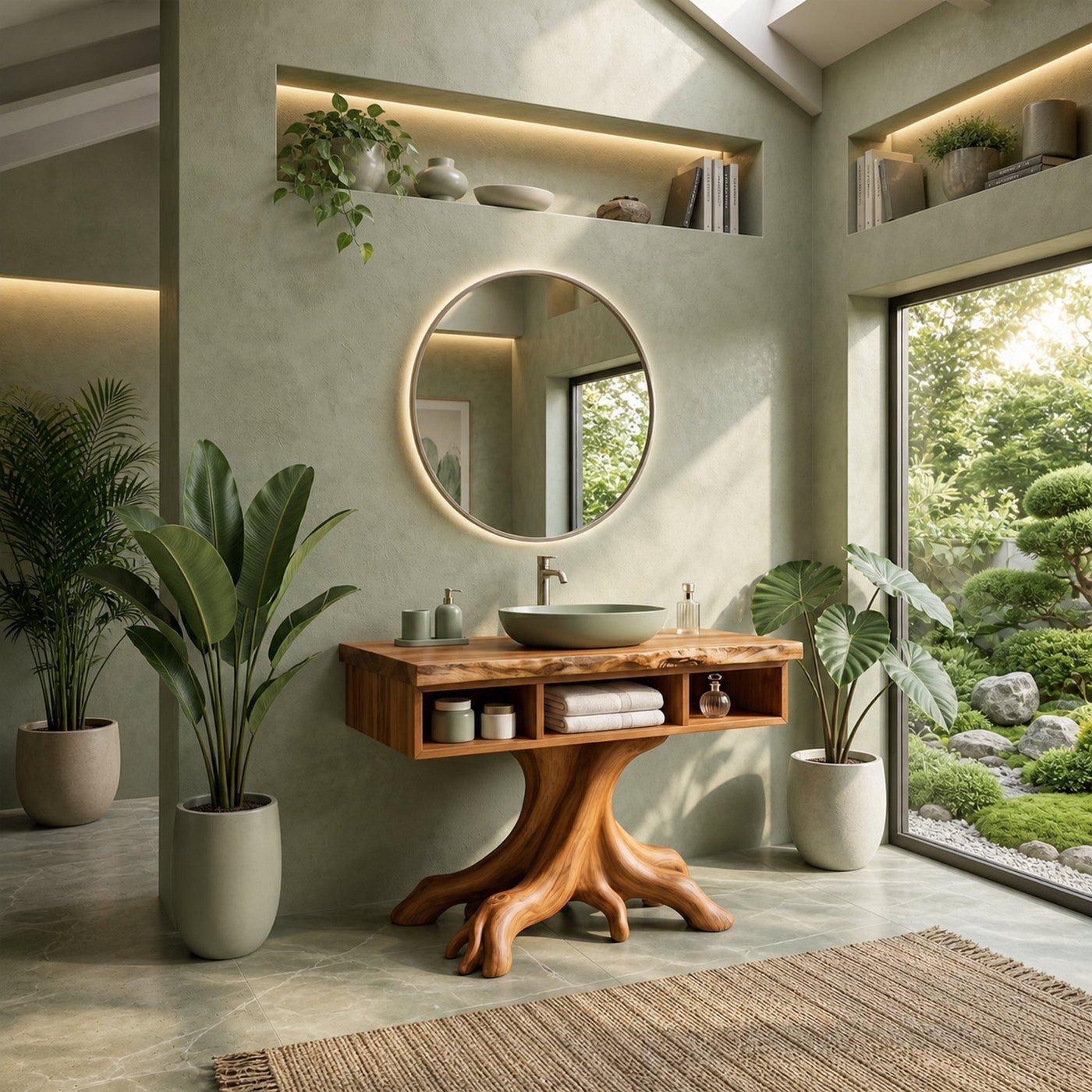 Mid Century Rounded Vanity With Drawer Storage For Bathroom - product view 6