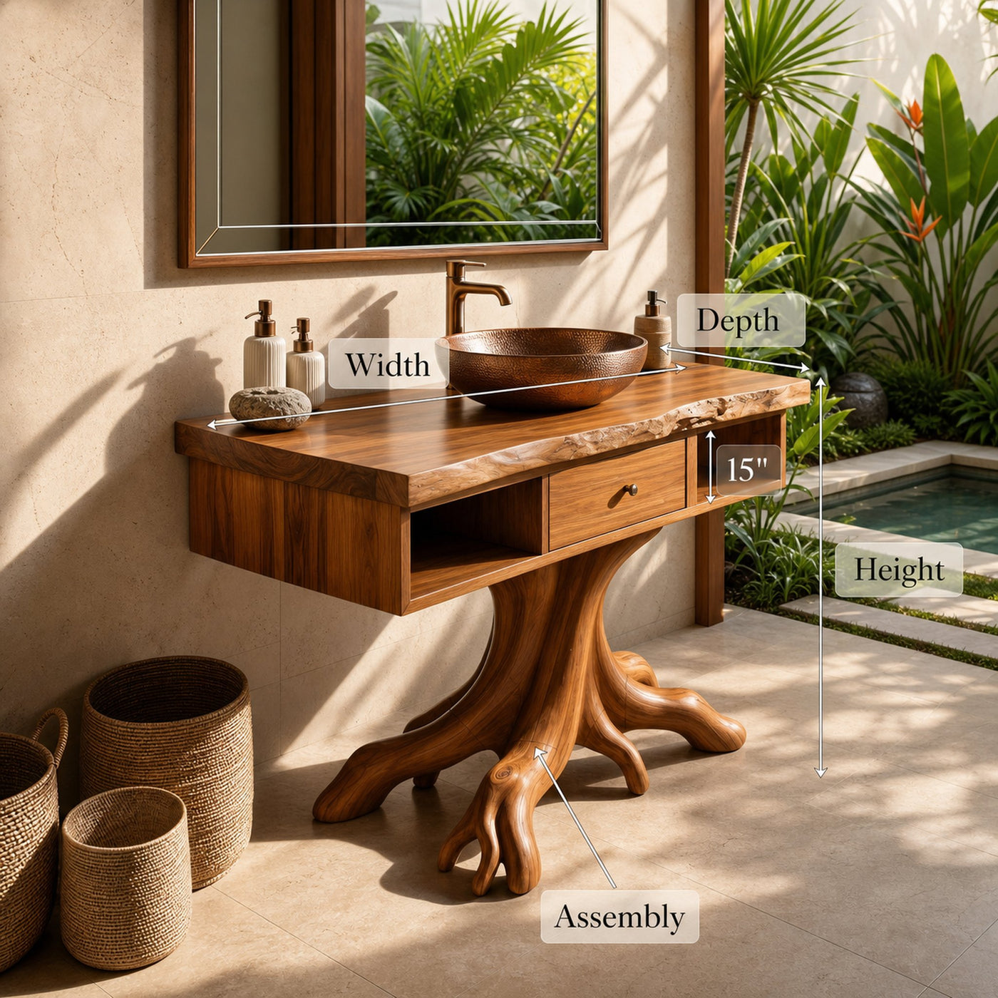 Mid Century Rounded Vanity With Drawer Storage For Bathroom - product view 8