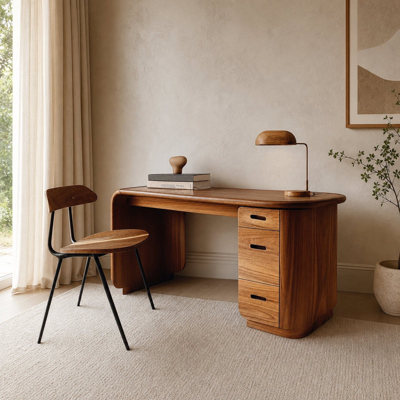 Mid Century Soft Modern Work Desk Bedroom And Home Office