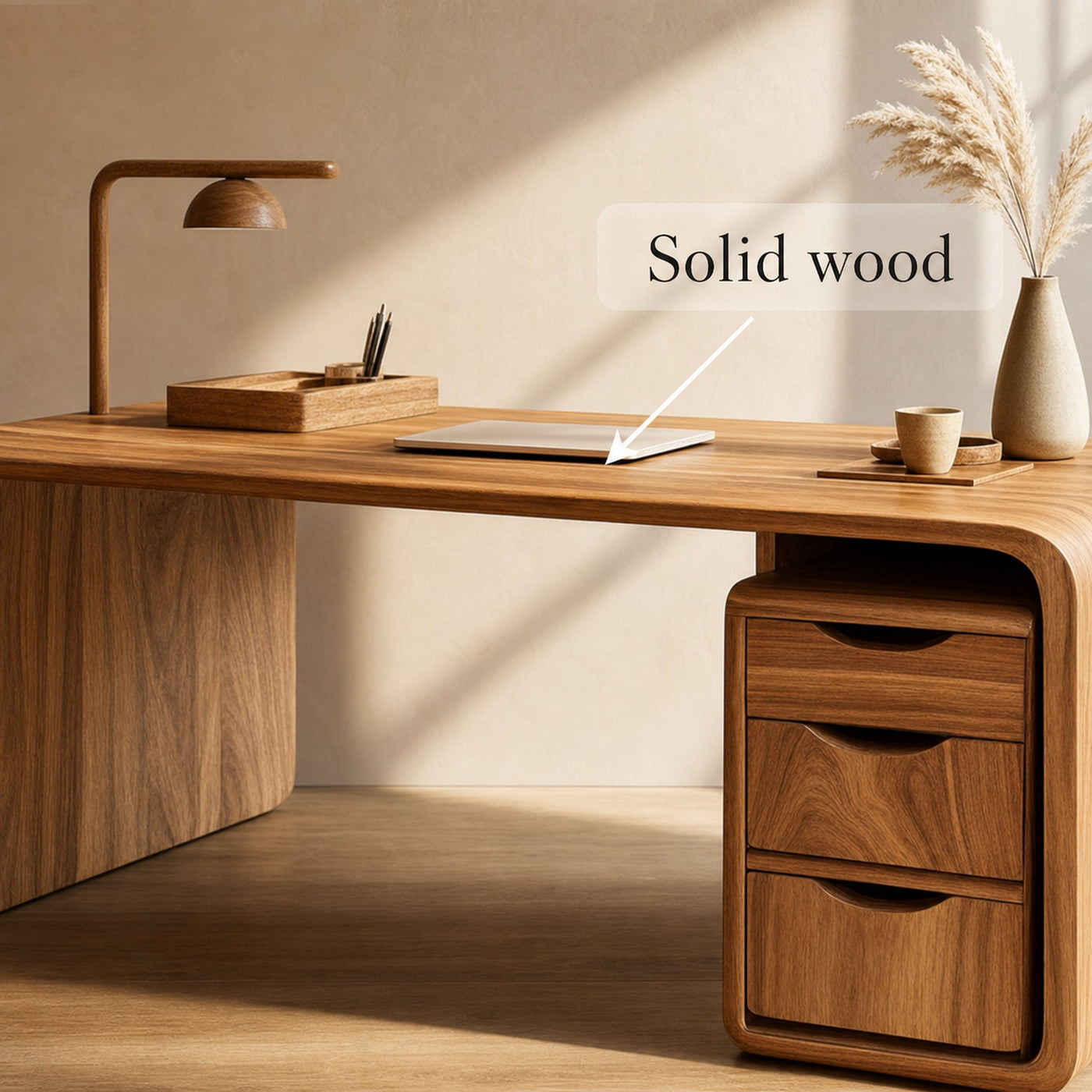 Mid Century Soft Modern Work Desk Bedroom And Home Office - product view 3