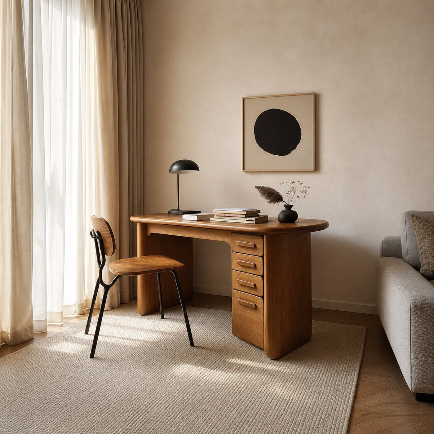 Mid Century Soft Modern Writing Desk Study Room And Work Room - product view 2