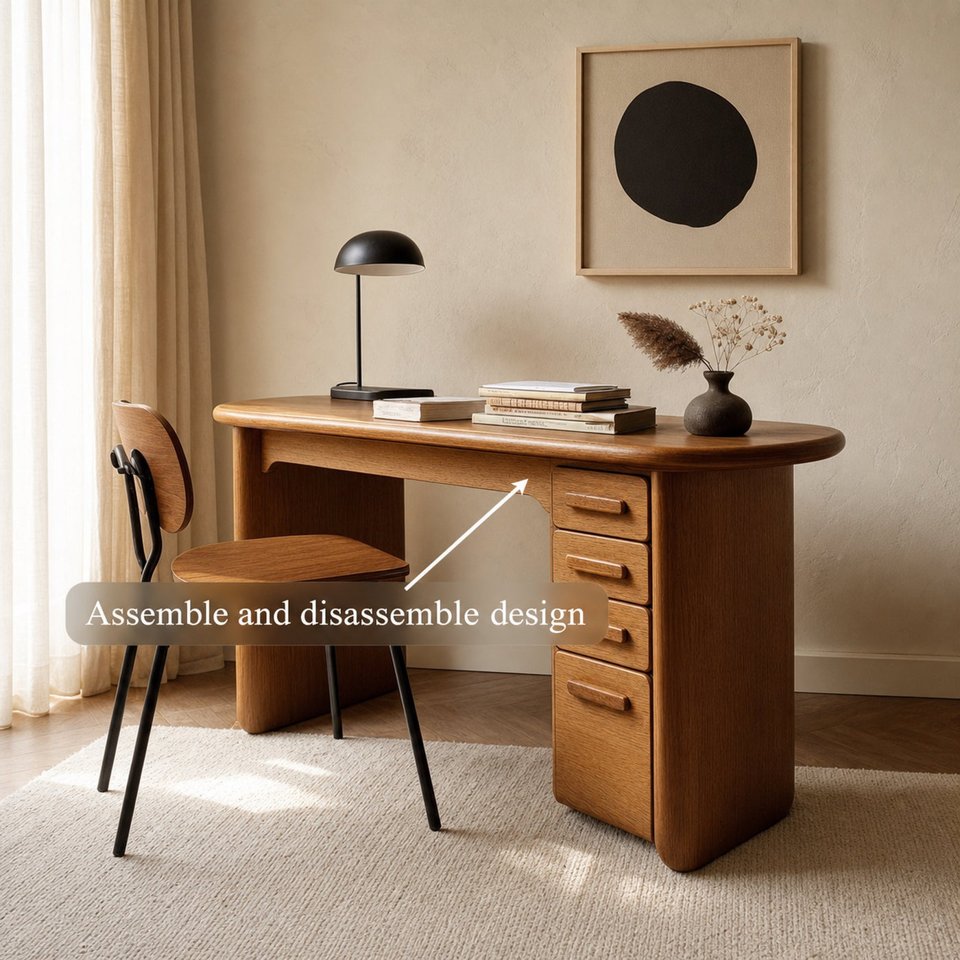 Mid Century Soft Modern Writing Desk Study Room And Work Room - product view 3