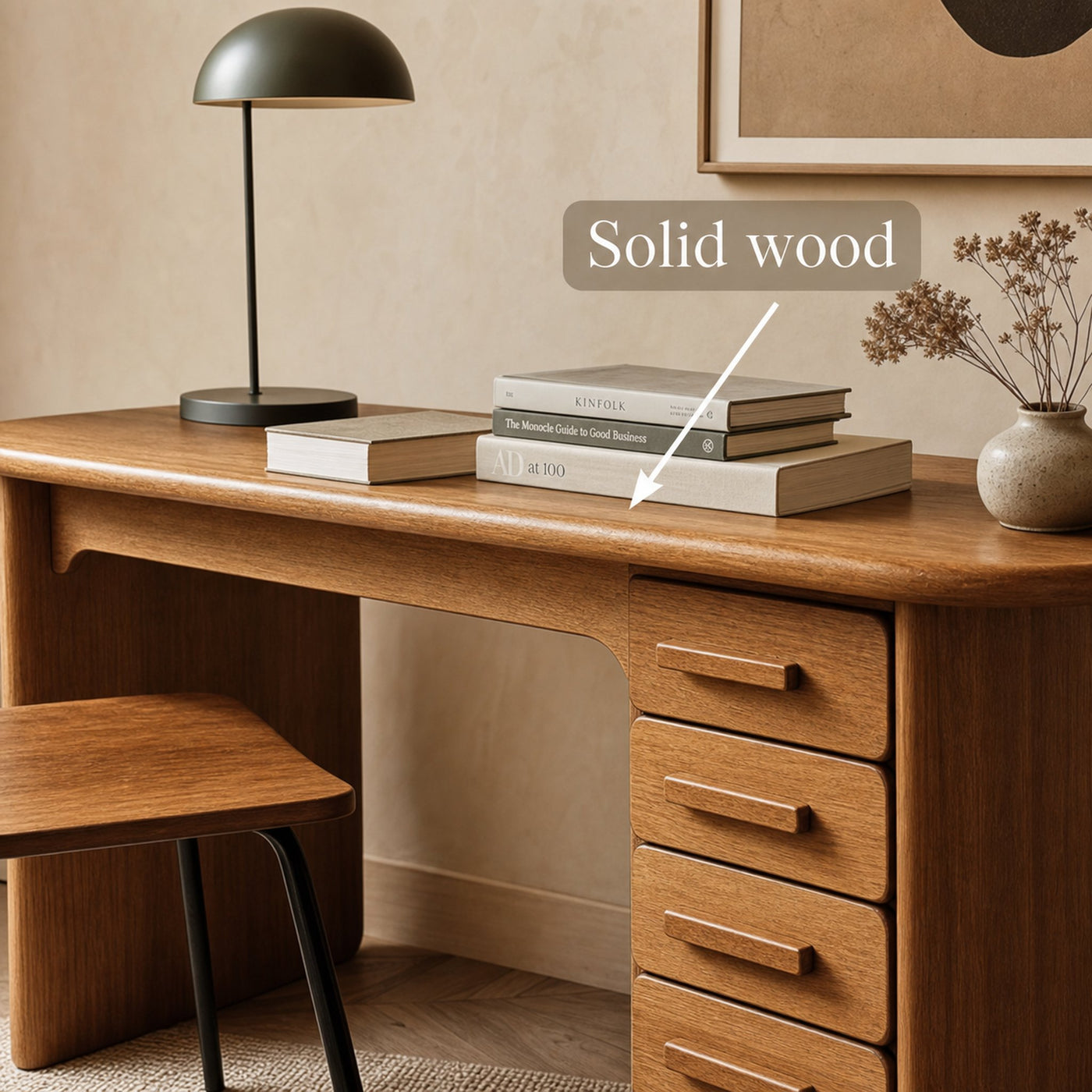 Mid Century Soft Modern Writing Desk Study Room And Work Room - product view 4