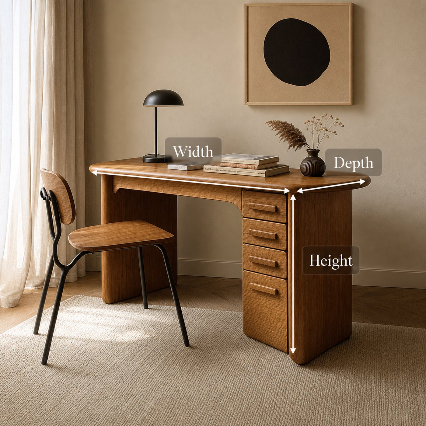 Mid Century Soft Modern Writing Desk Study Room And Work Room - product view 5