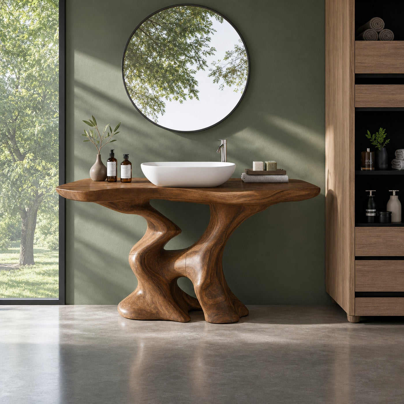 Mid Century Solid Vanity For Minimalist Bathroom - product view 2