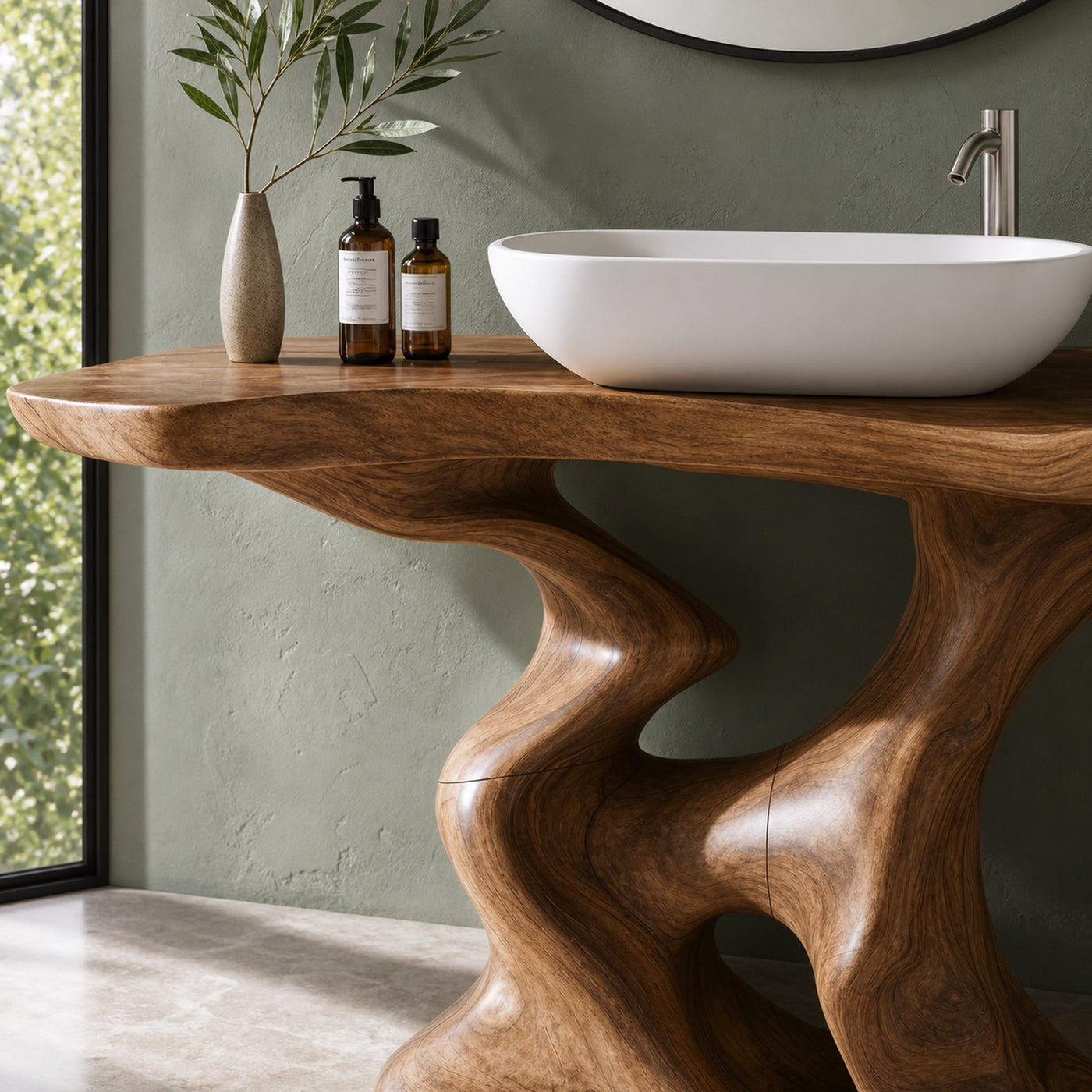Mid Century Solid Vanity For Minimalist Bathroom - product view 3