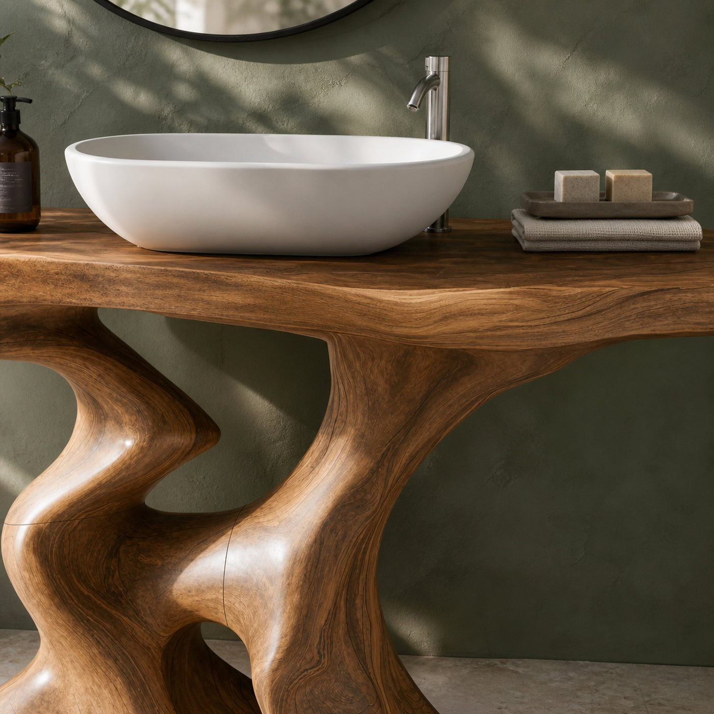 Mid Century Solid Vanity For Minimalist Bathroom - product view 4