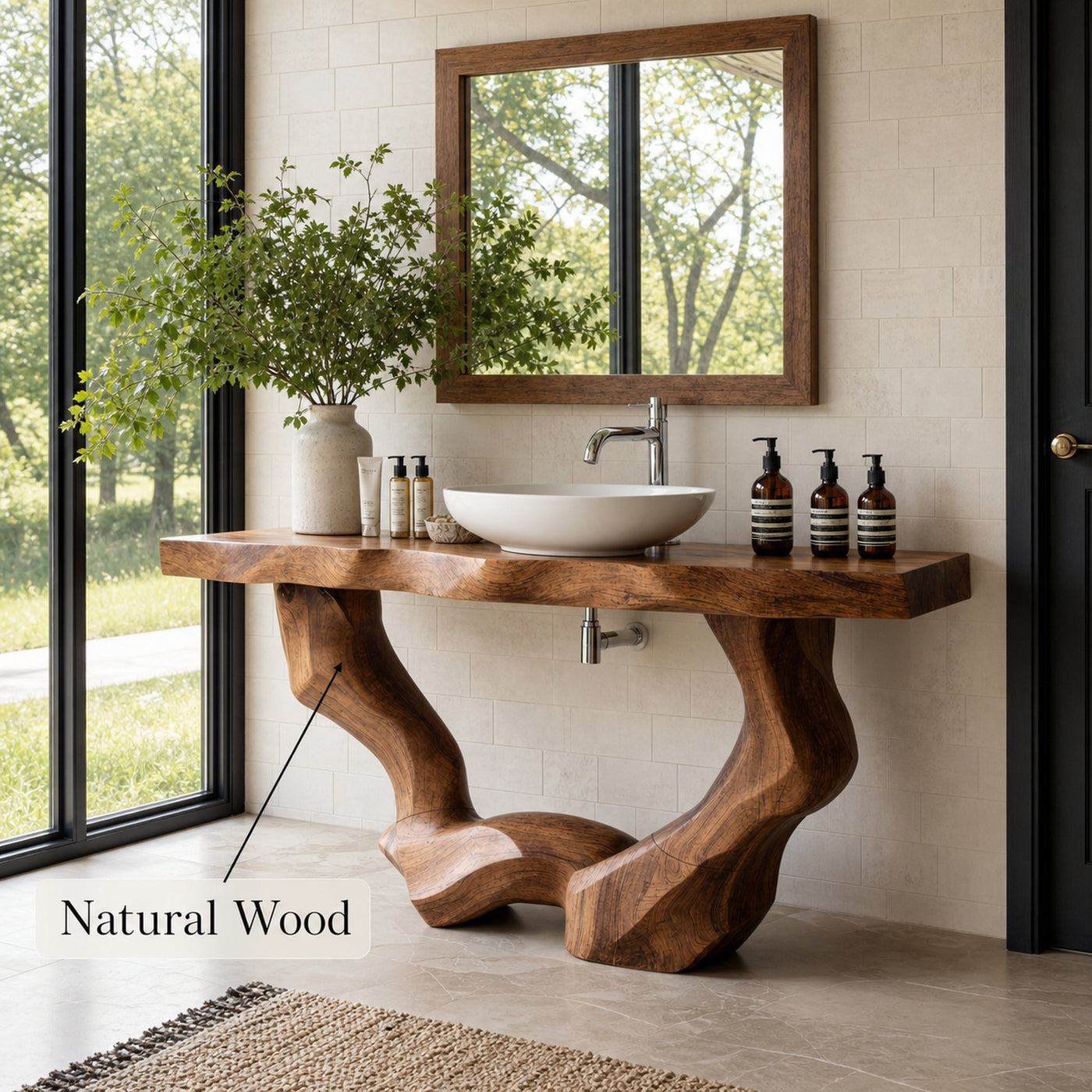 Mid Century Solid Vanity For Natural Furniture Decor - product view 5