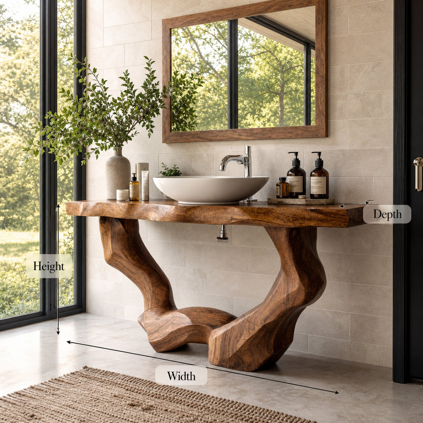 Mid Century Solid Vanity For Natural Furniture Decor - product view 6