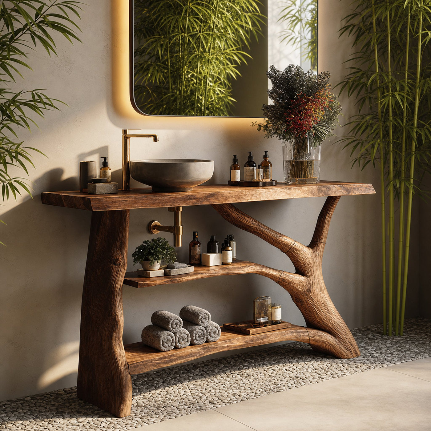 Mid Century Solid Wood Bathroom Vanity For Modern Bathroom Decor - product view 6