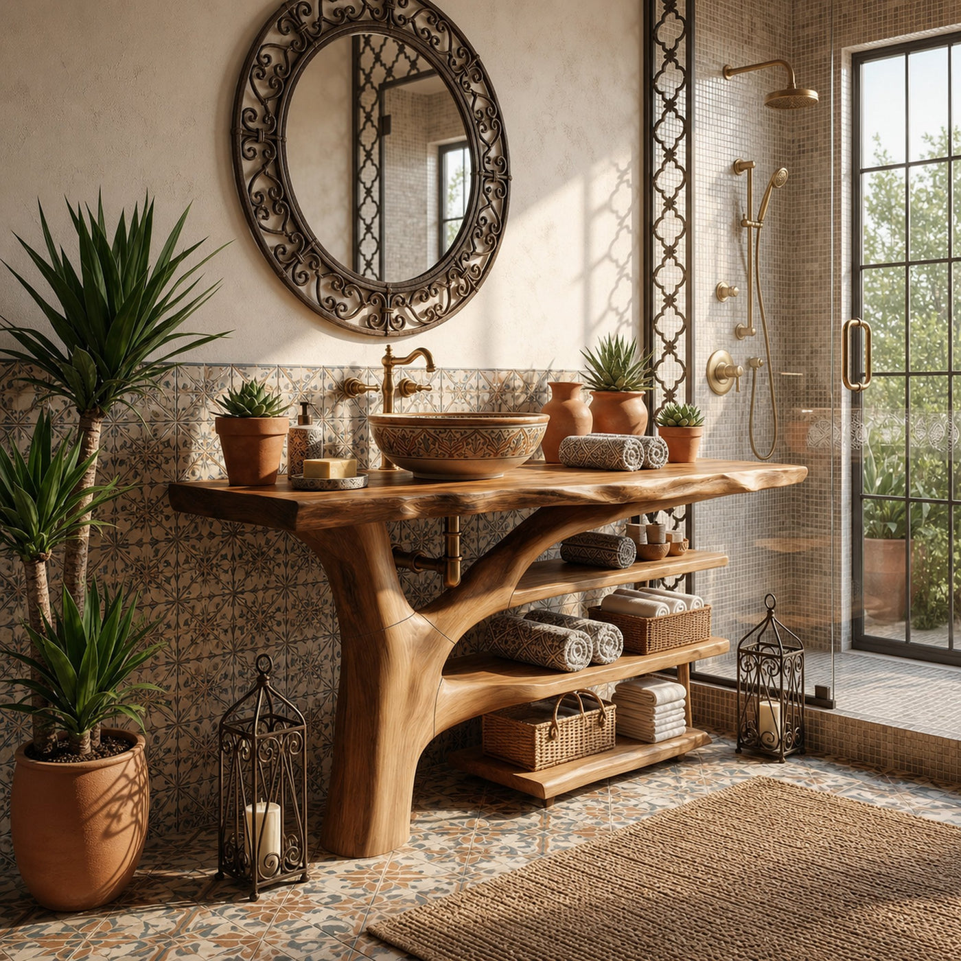 Mid Century Solid Wood Bathroom Vanity Organic Design For Home Bath - product view 2