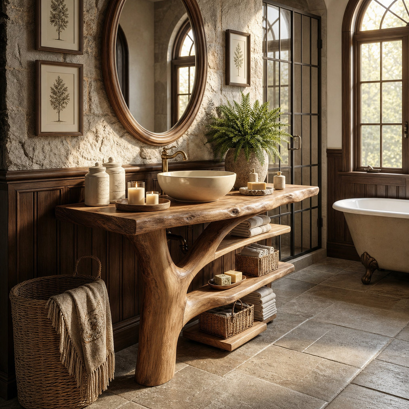 Mid Century Solid Wood Bathroom Vanity Organic Design For Home Bath - product view 3