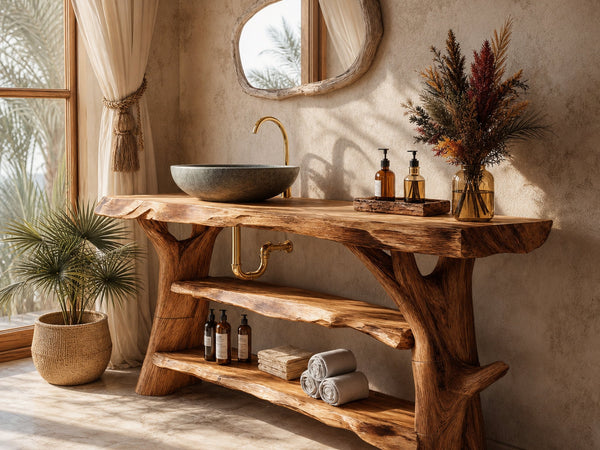 Rootstock Valleyview Live Edge Bathroom Vanity with Trunk Base