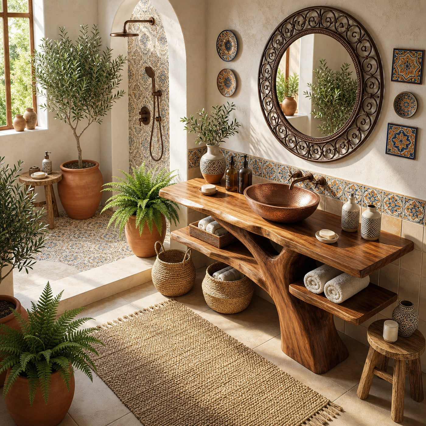 Mid Century Solid Wood Bathroom Vanity Sculptural Live Edge For Bathroom - product view 2