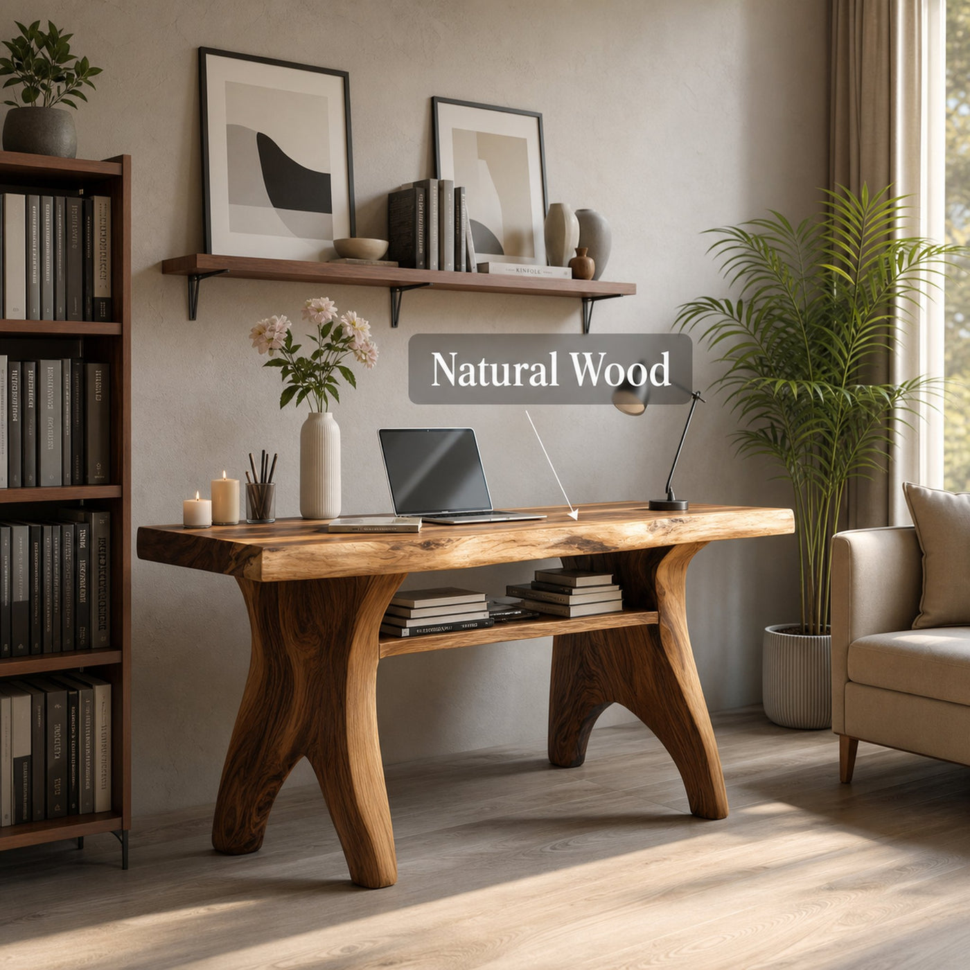 Mid Century Solid Wood Desk For Living Room And Studio - product view 4