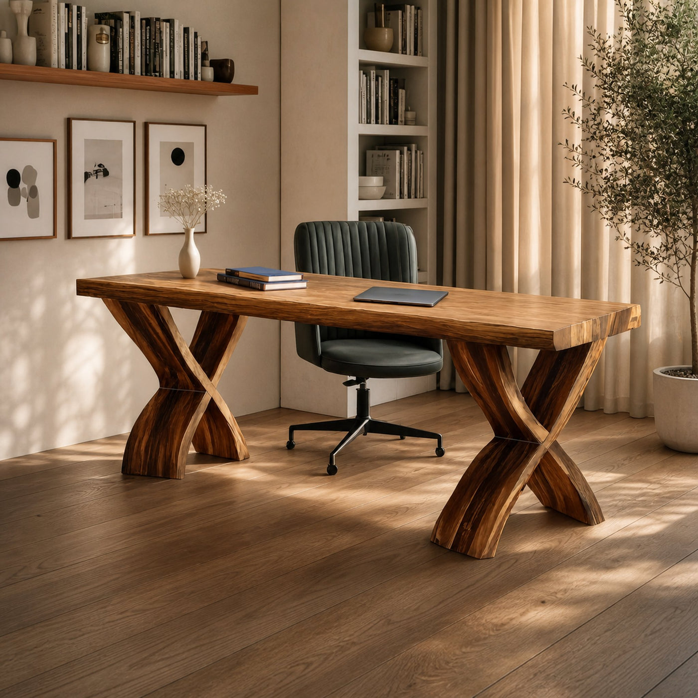 Mid Century Solid Wood Desk For Small Room Home Office