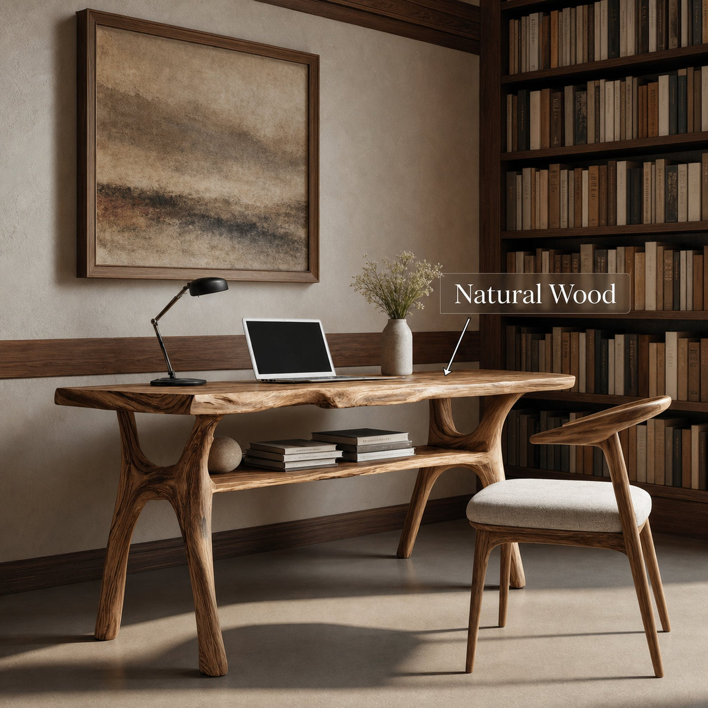 Mid Century Solid Wood Desk For Stylish Bedroom Workspace - product view 5