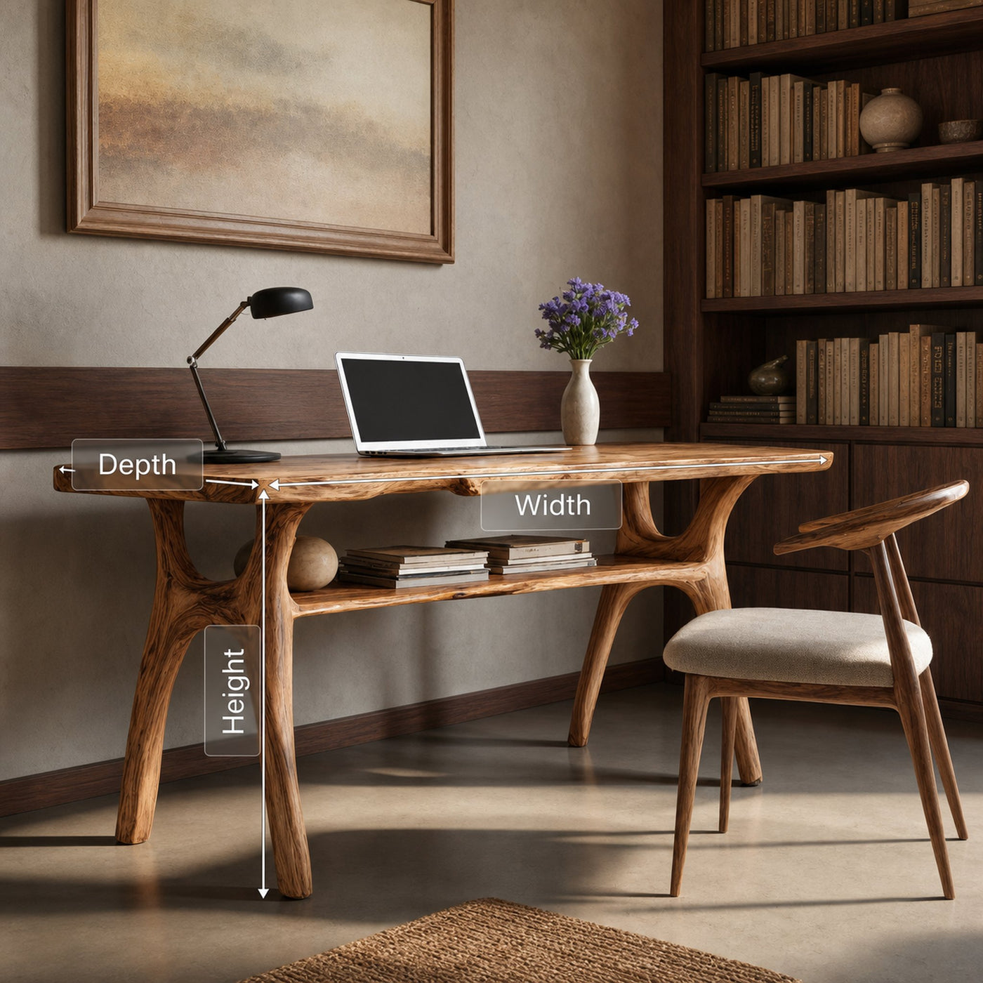 Mid Century Solid Wood Desk For Stylish Bedroom Workspace - product view 7