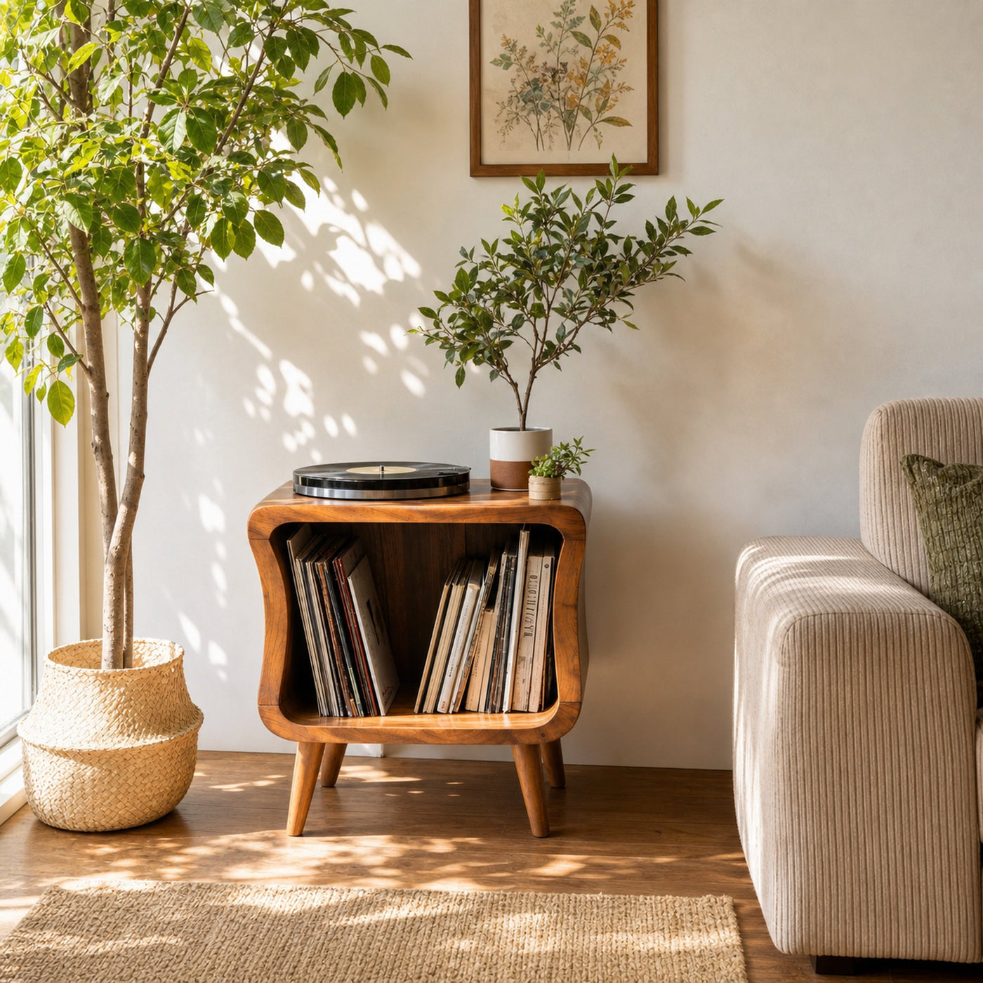 Mid Century Solid Wood Record Player Stand For Living Room - product view 2