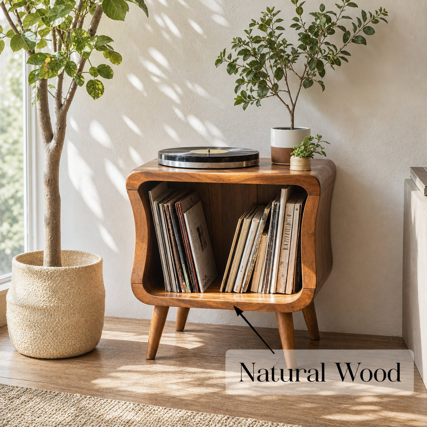 Mid Century Solid Wood Record Player Stand For Living Room - product view 5