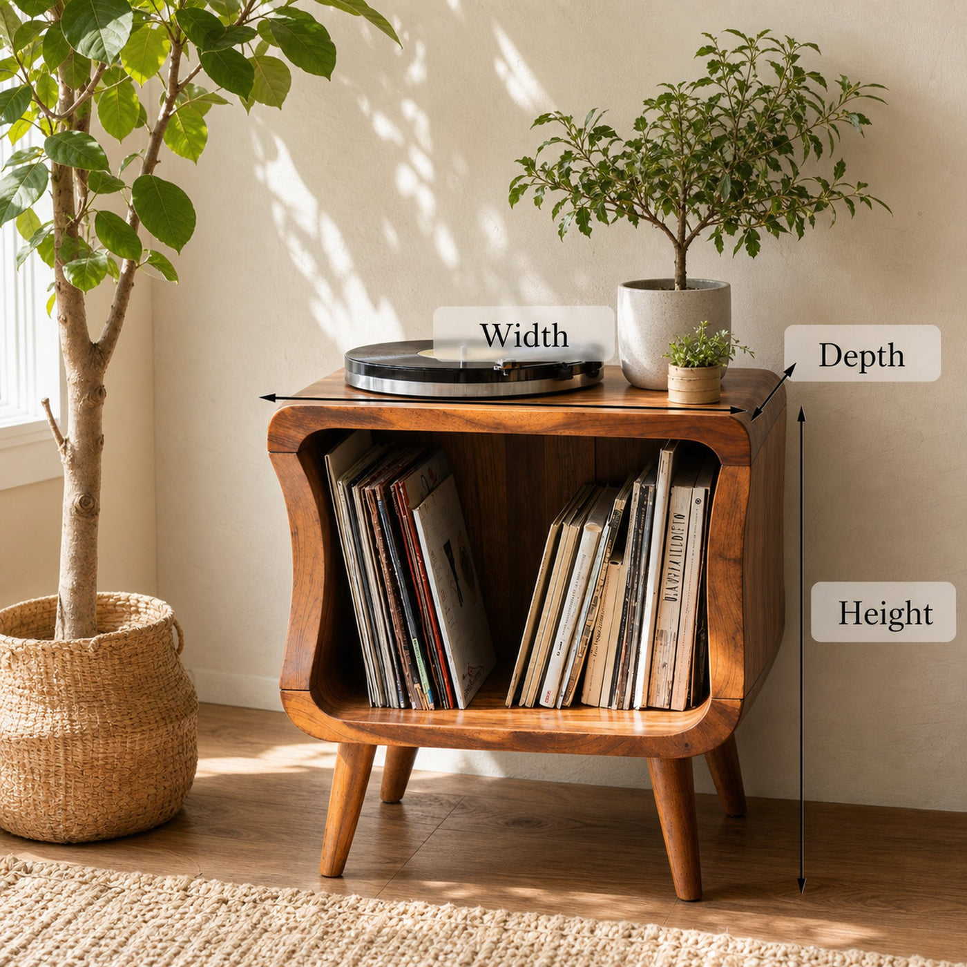 Mid Century Solid Wood Record Player Stand For Living Room - product view 6