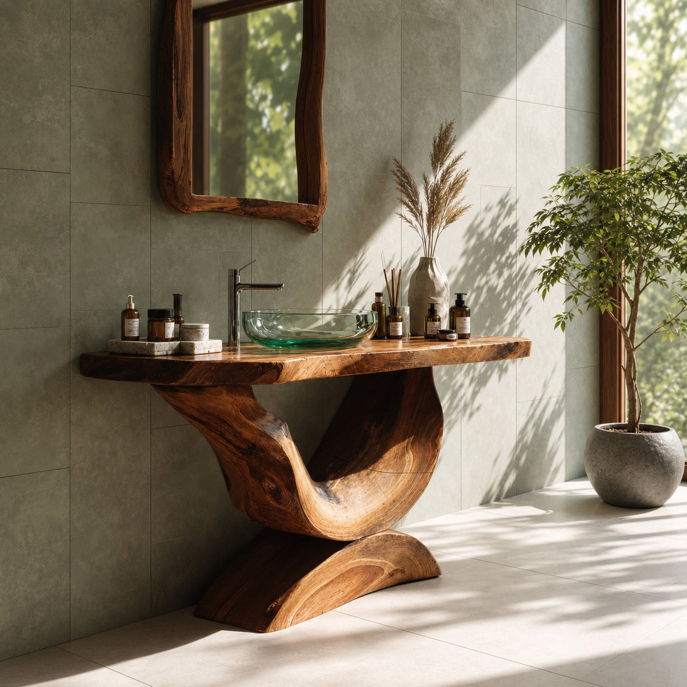 Mid Century Solid Wood Vanity For Bathroom Furniture