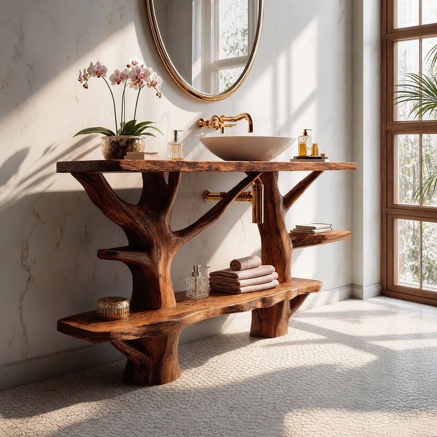 Mid Century Solid Wood Vanity Furniture Decor For Modern Bathroom