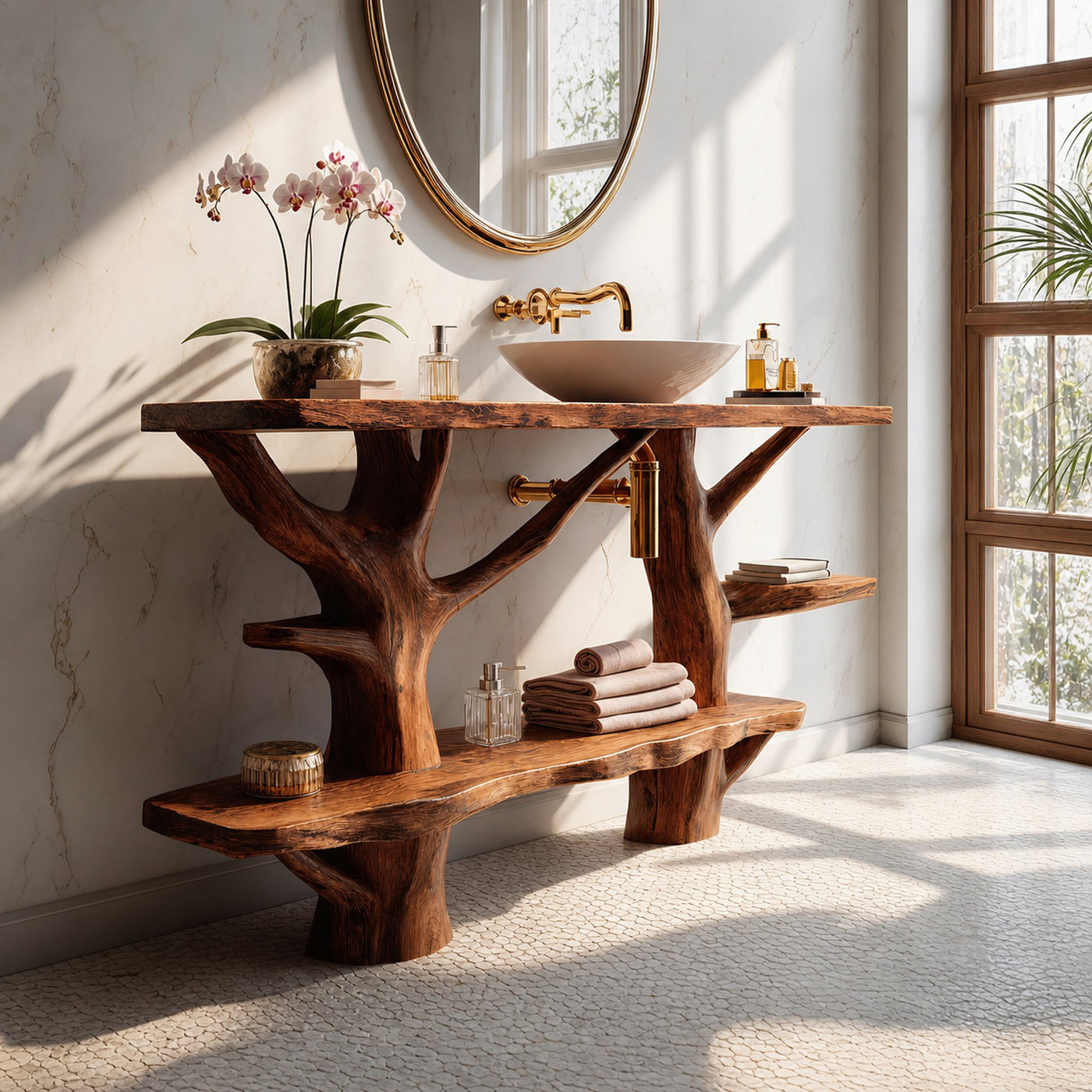 Mid Century Solid Wood Vanity Furniture Decor For Modern Bathroom