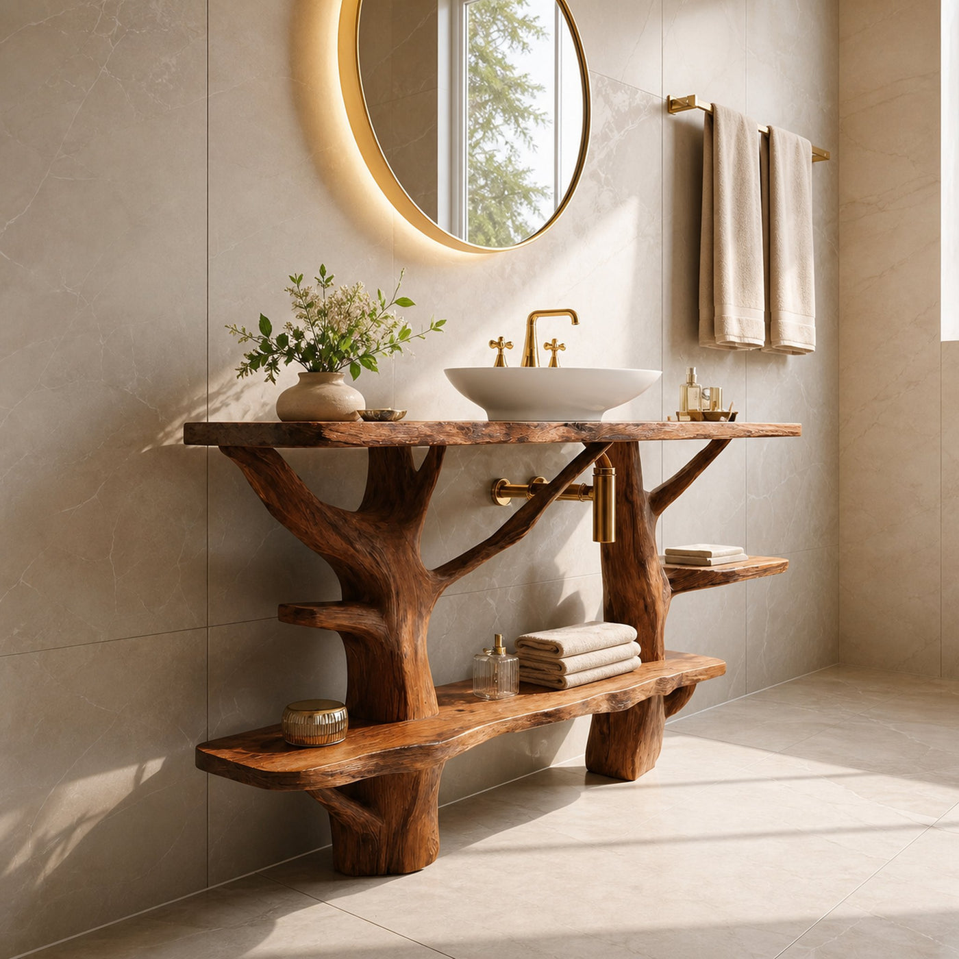 Mid Century Solid Wood Vanity Furniture Decor For Modern Bathroom - product view 2