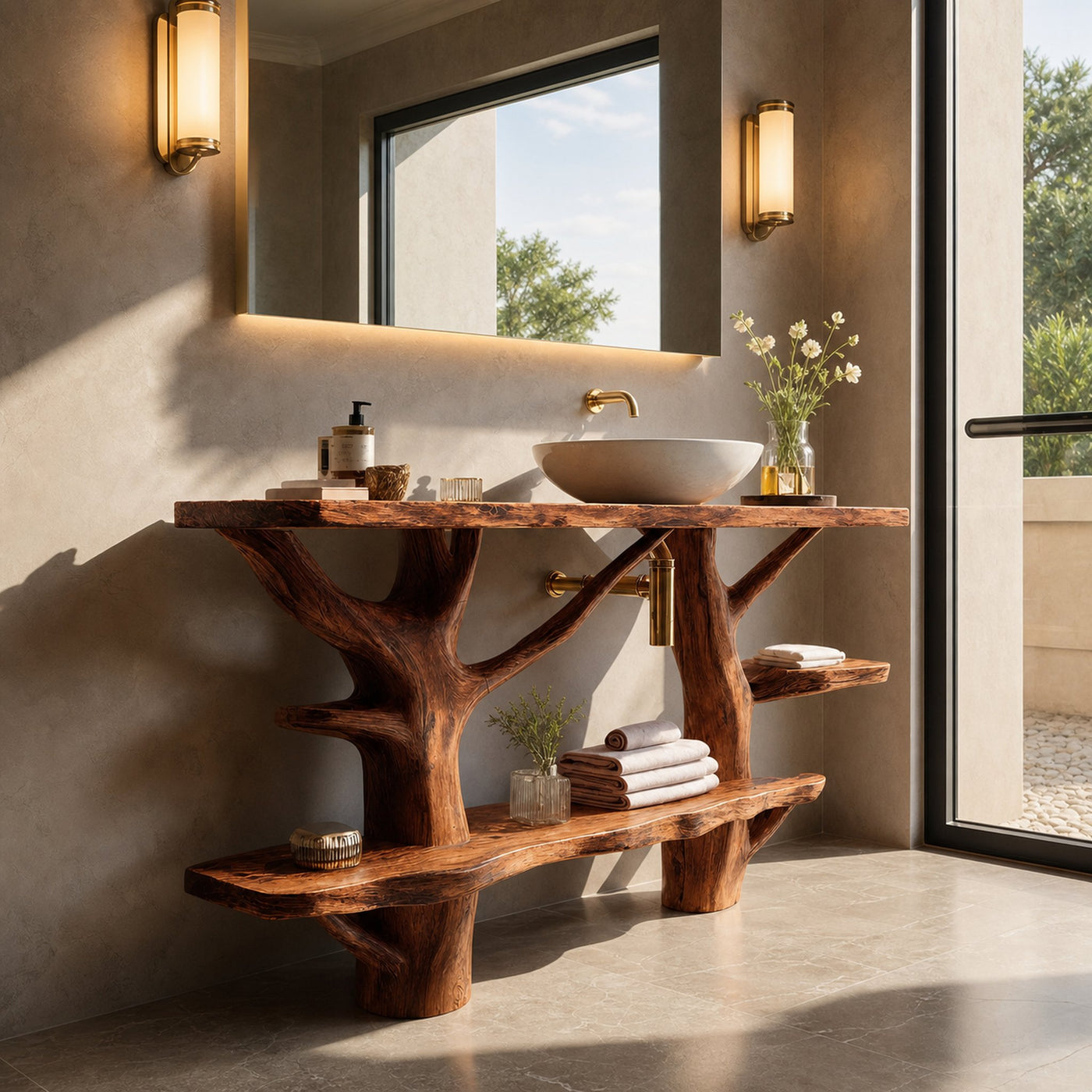 Mid Century Solid Wood Vanity Furniture Decor For Modern Bathroom - product view 3