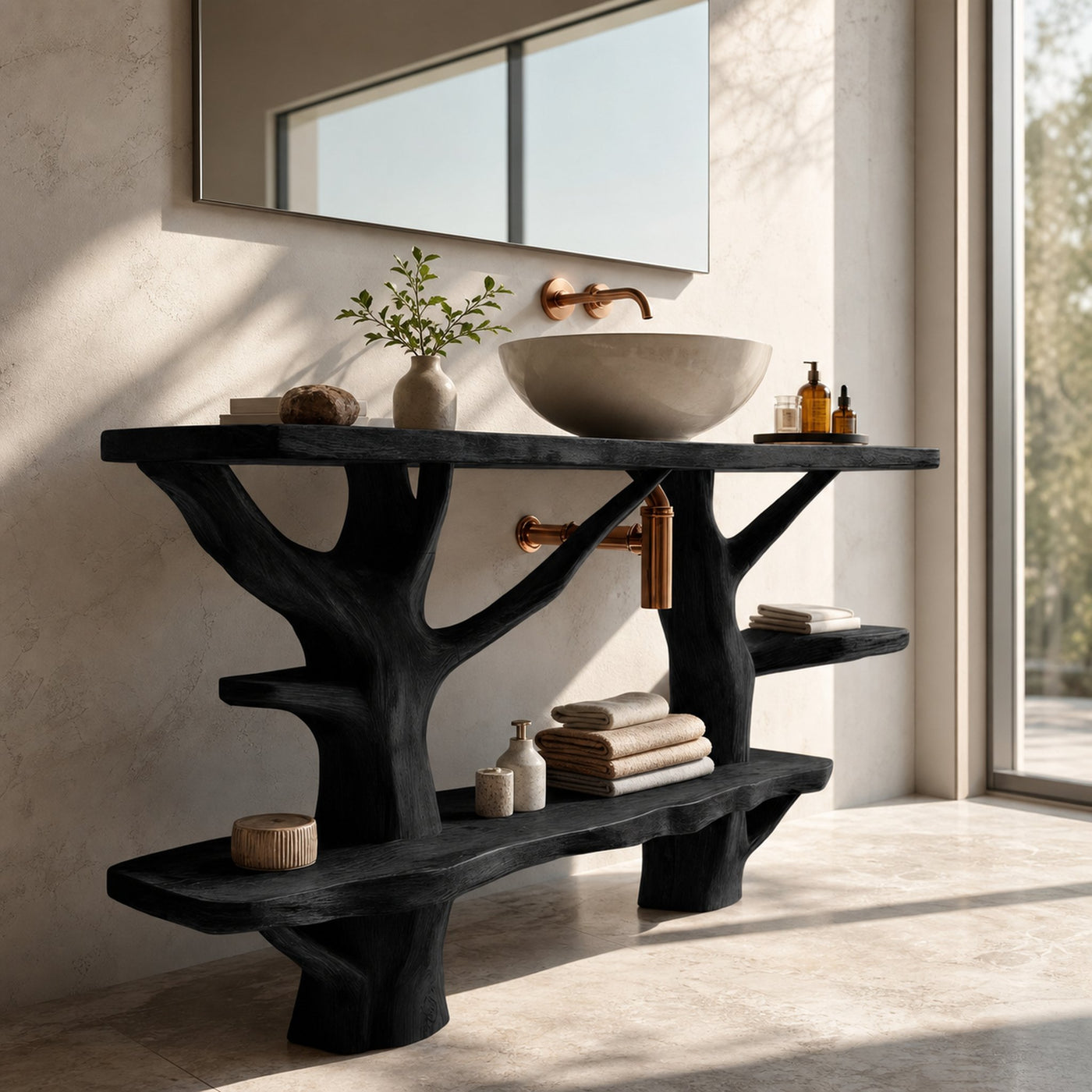 Mid Century Solid Wood Vanity Furniture Decor For Modern Bathroom - product view 4