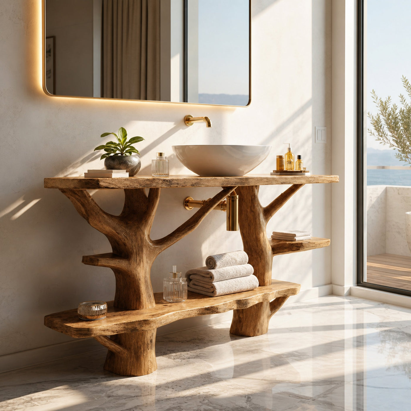 Mid Century Solid Wood Vanity Furniture Decor For Modern Bathroom - product view 5