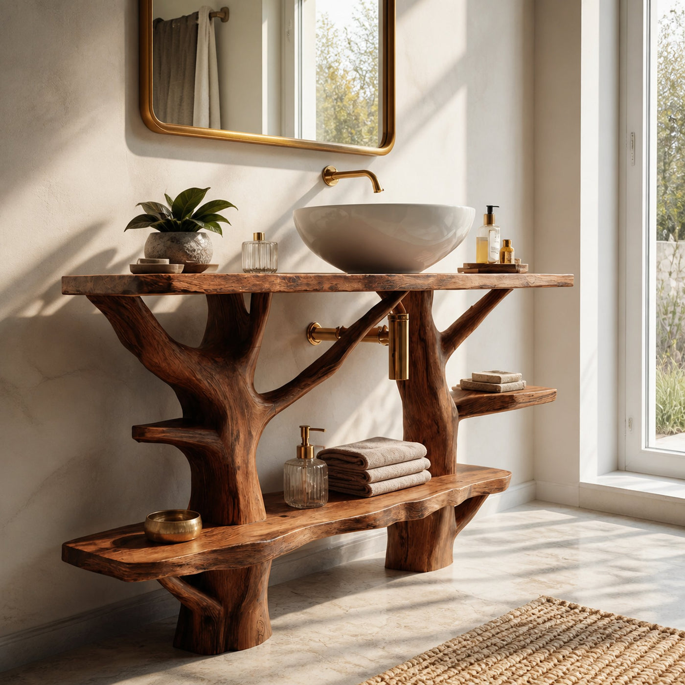 Mid Century Solid Wood Vanity Furniture Decor For Modern Bathroom - product view 6