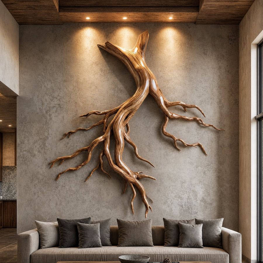 Mid Century Twisted Root Wall Sculpture Living Room