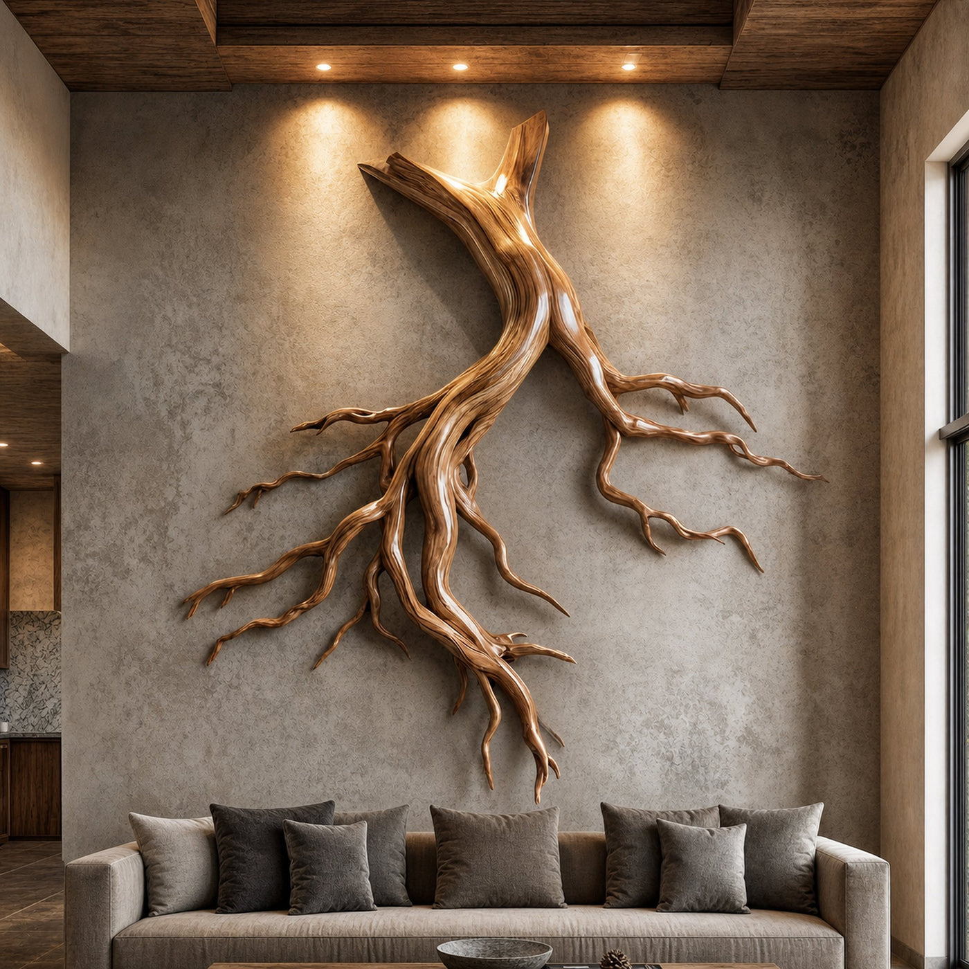 Mid Century Twisted Root Wall Sculpture Living Room