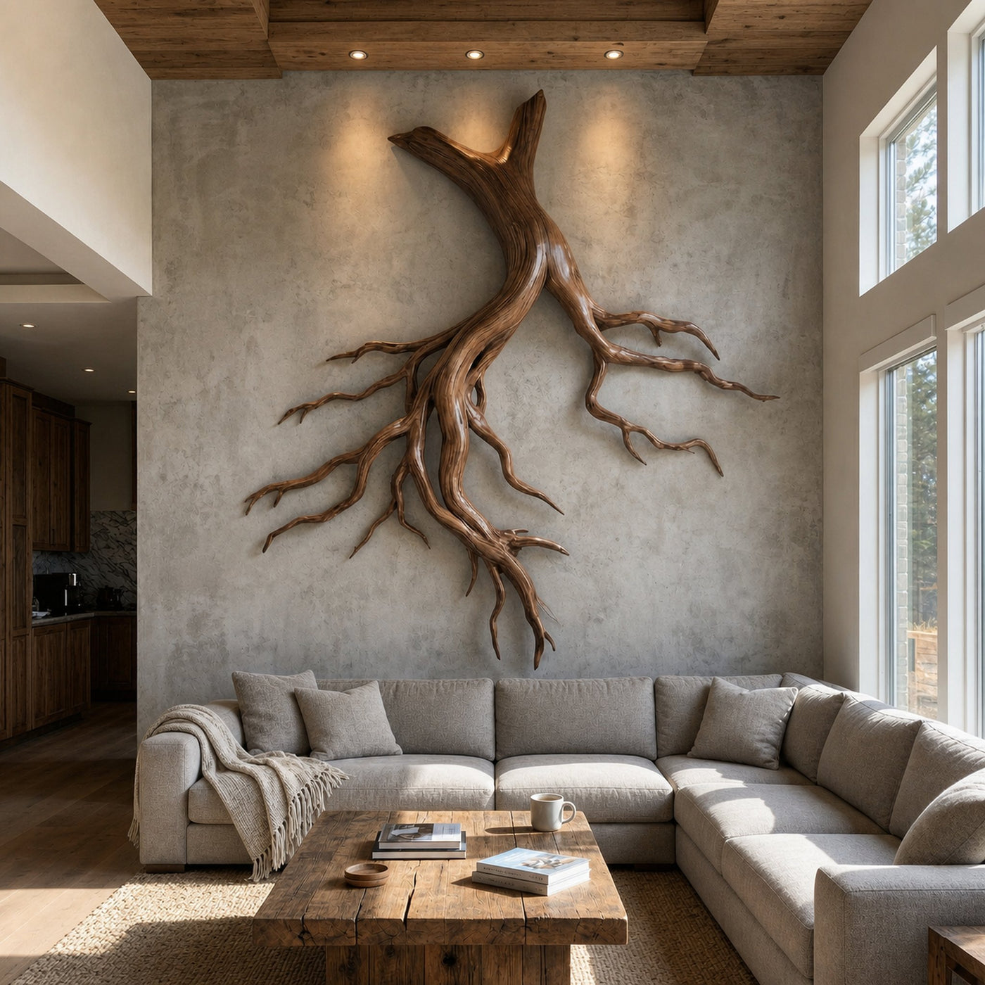 Mid Century Twisted Root Wall Sculpture Living Room - product view 2