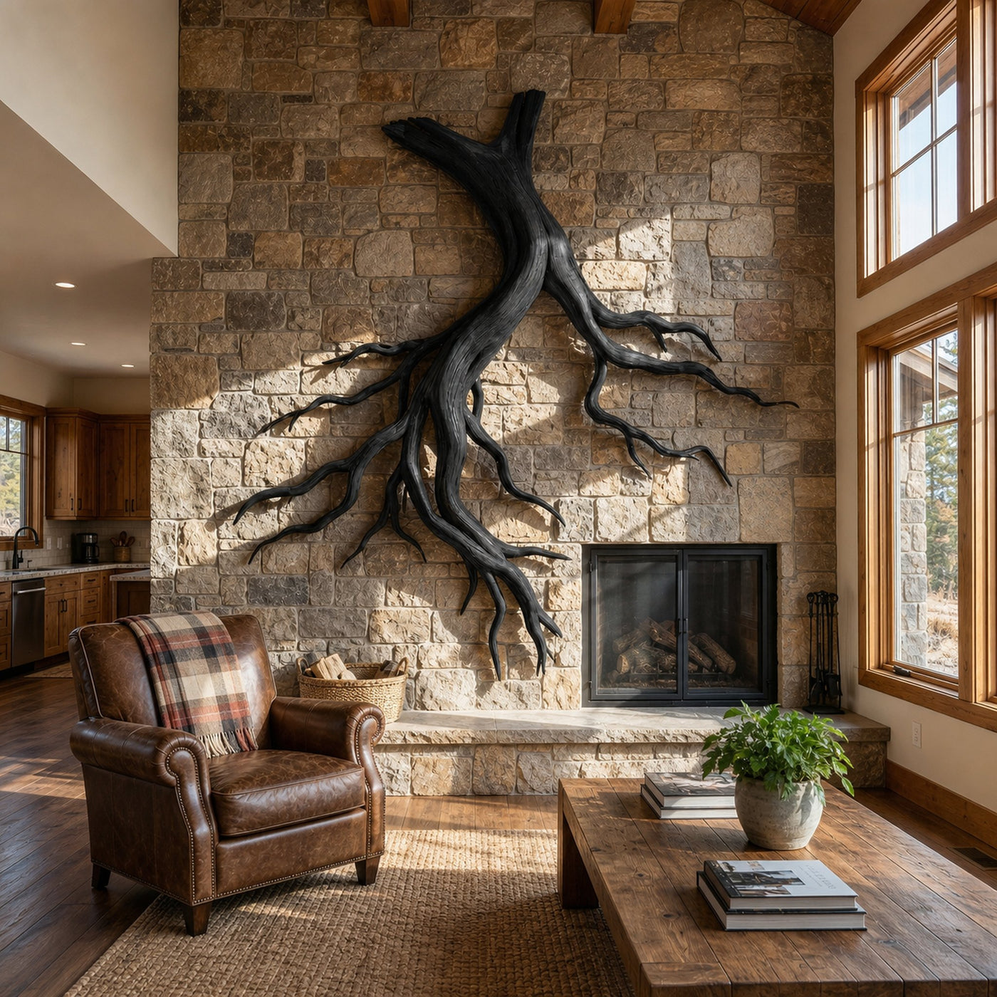 Mid Century Twisted Root Wall Sculpture Living Room - product view 3