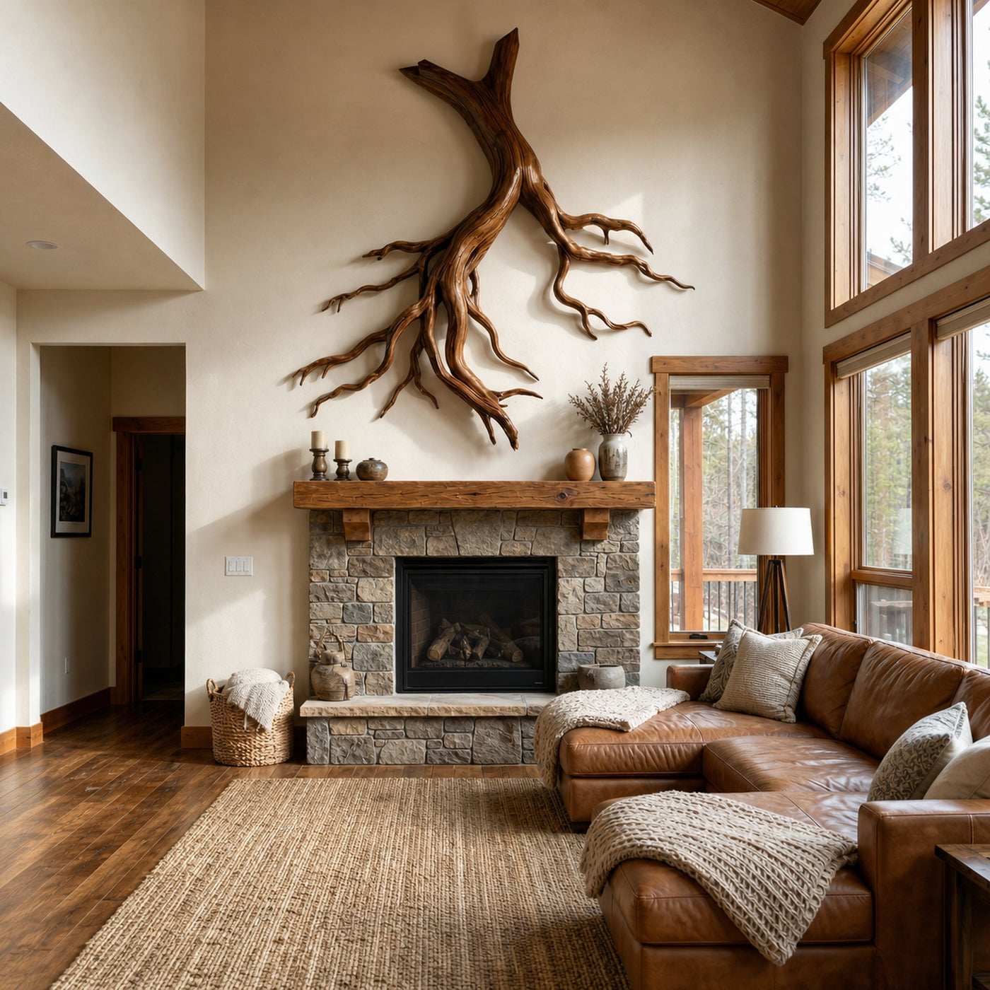 Mid Century Twisted Root Wall Sculpture Living Room - product view 4