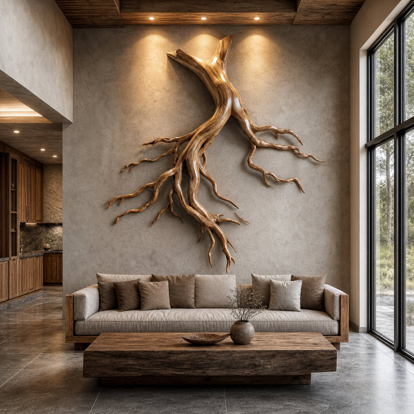 Mid Century Twisted Root Wall Sculpture Living Room - product view 5