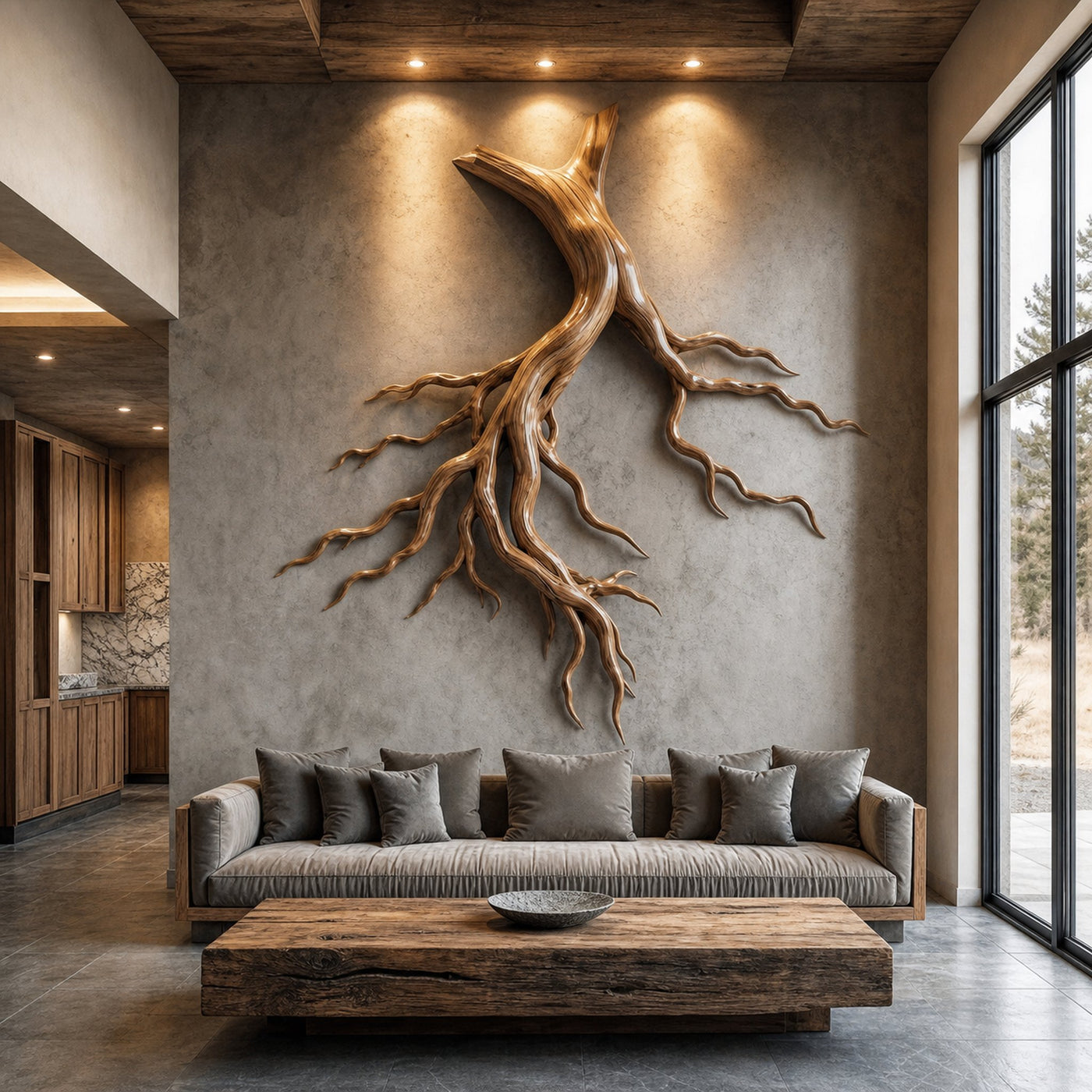 Mid Century Twisted Root Wall Sculpture Living Room - product view 6