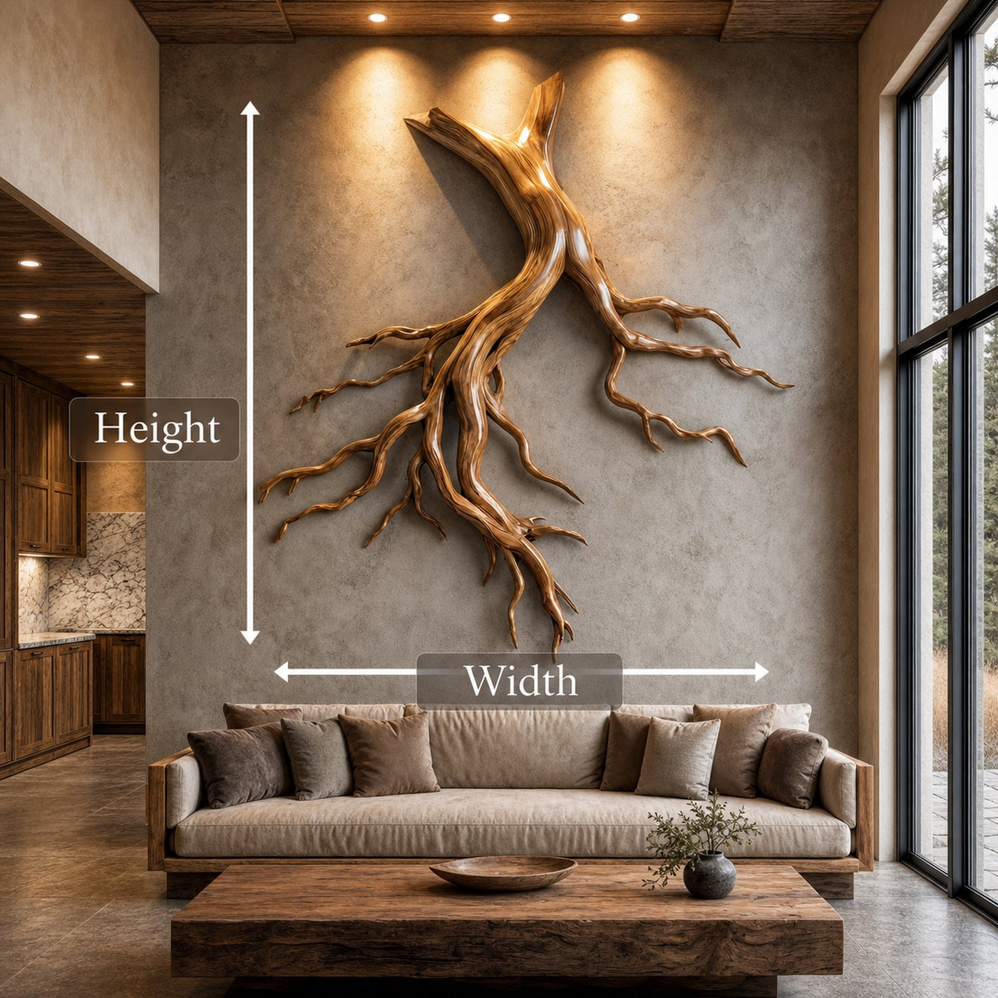 Mid Century Twisted Root Wall Sculpture Living Room - product view 7
