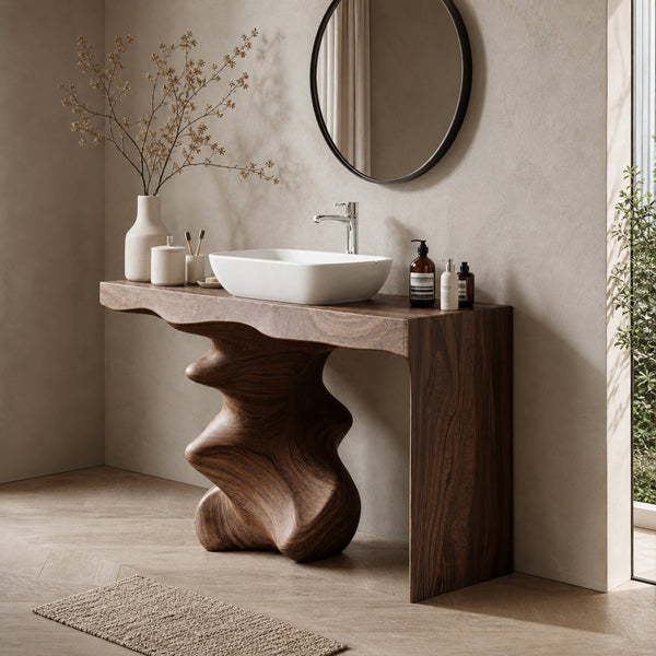 Mid Century Vanity For Organic Bathroom Interiors