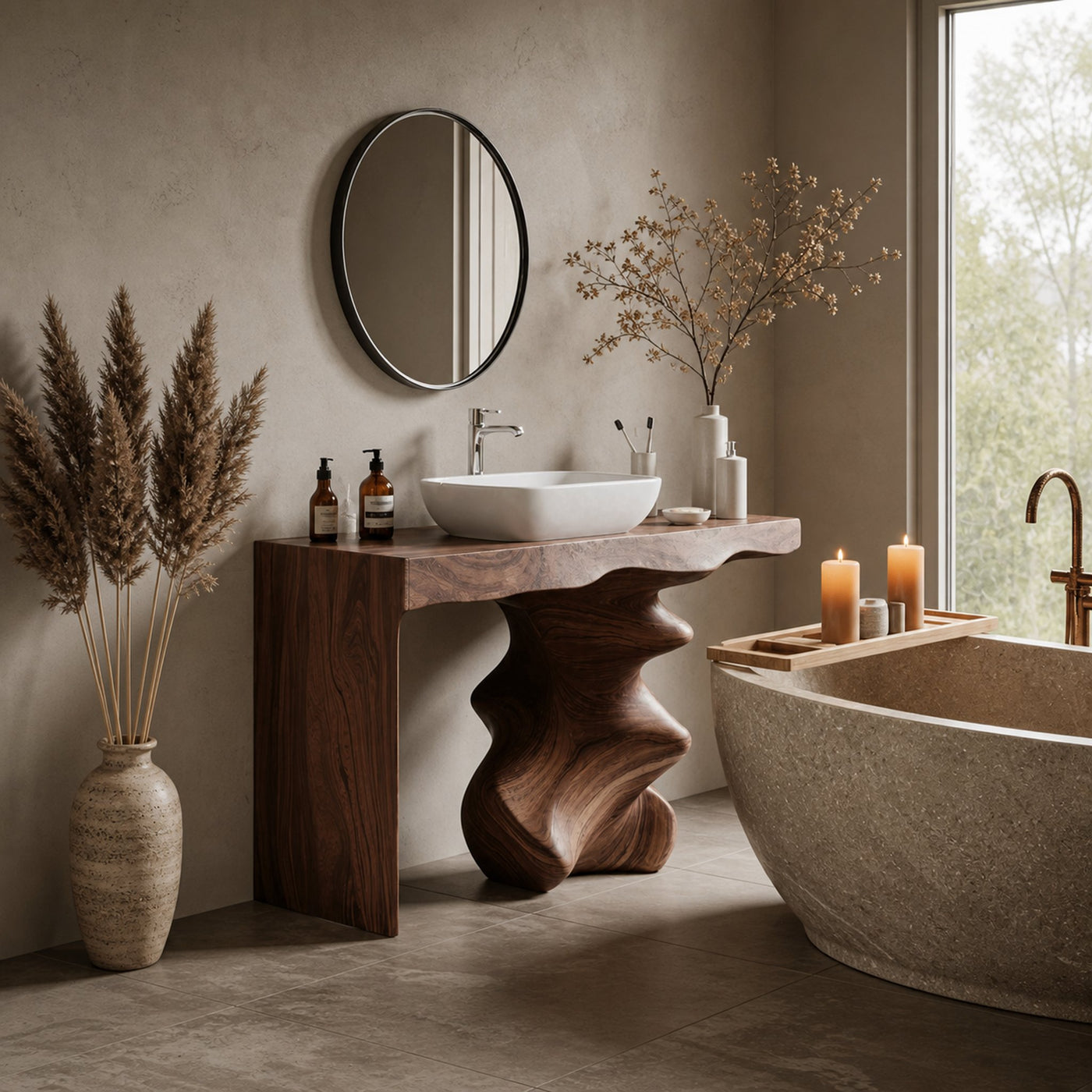 Mid Century Vanity For Organic Bathroom Interiors - product view 2