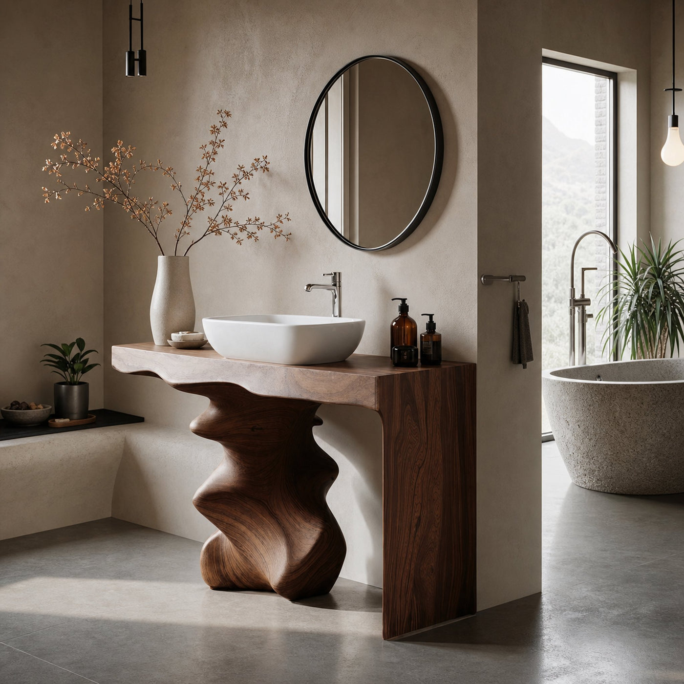 Mid Century Vanity For Organic Bathroom Interiors - product view 3